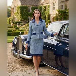 Cynthia Steffe Blue Tweed Skirt Set
